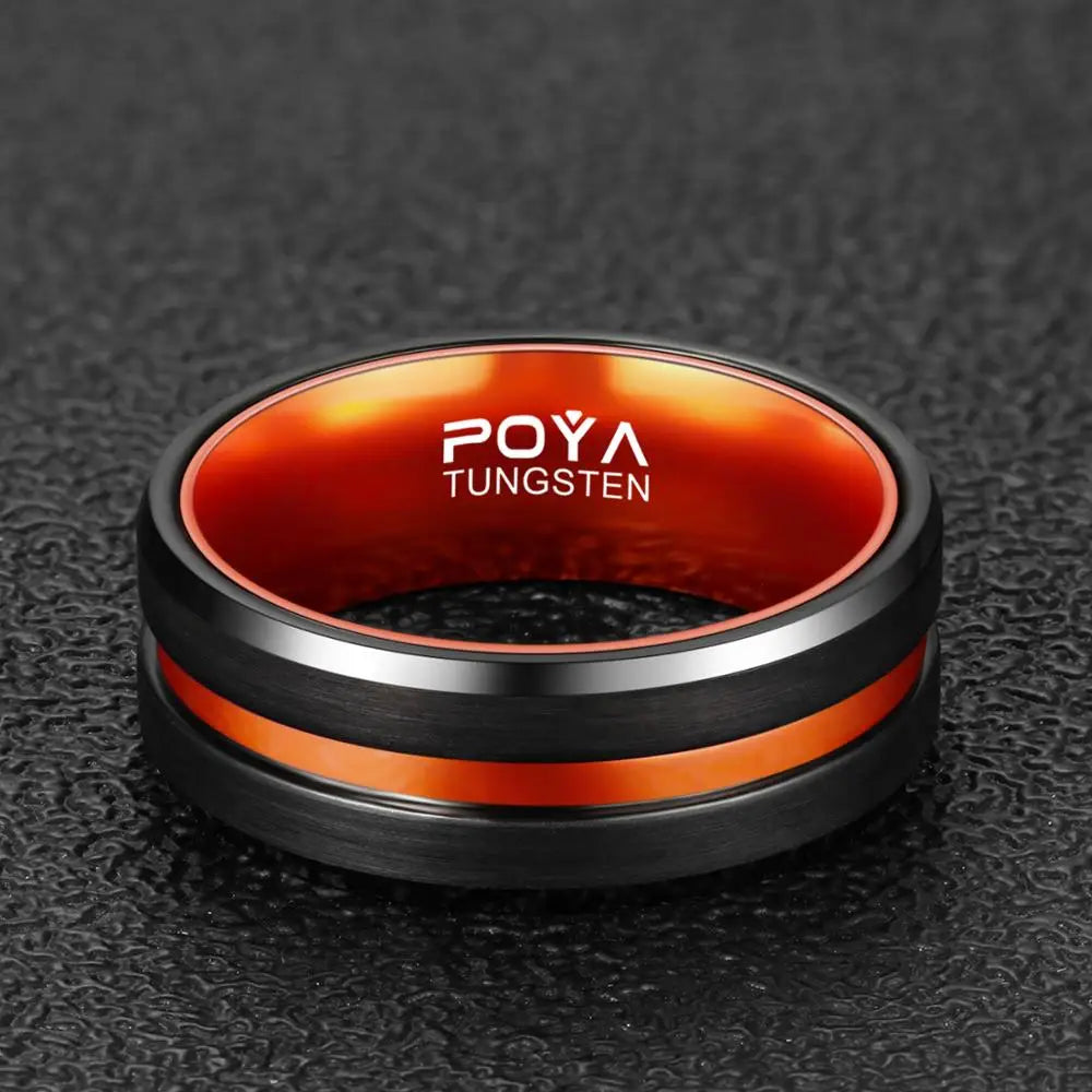 8 mm Black Tungsten Ring With Aluminum Liner Interior