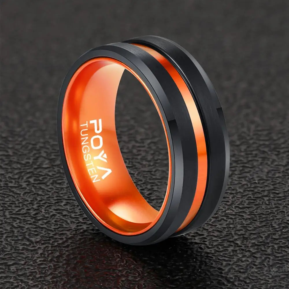 8 mm Black Tungsten Ring With Aluminum Liner Interior