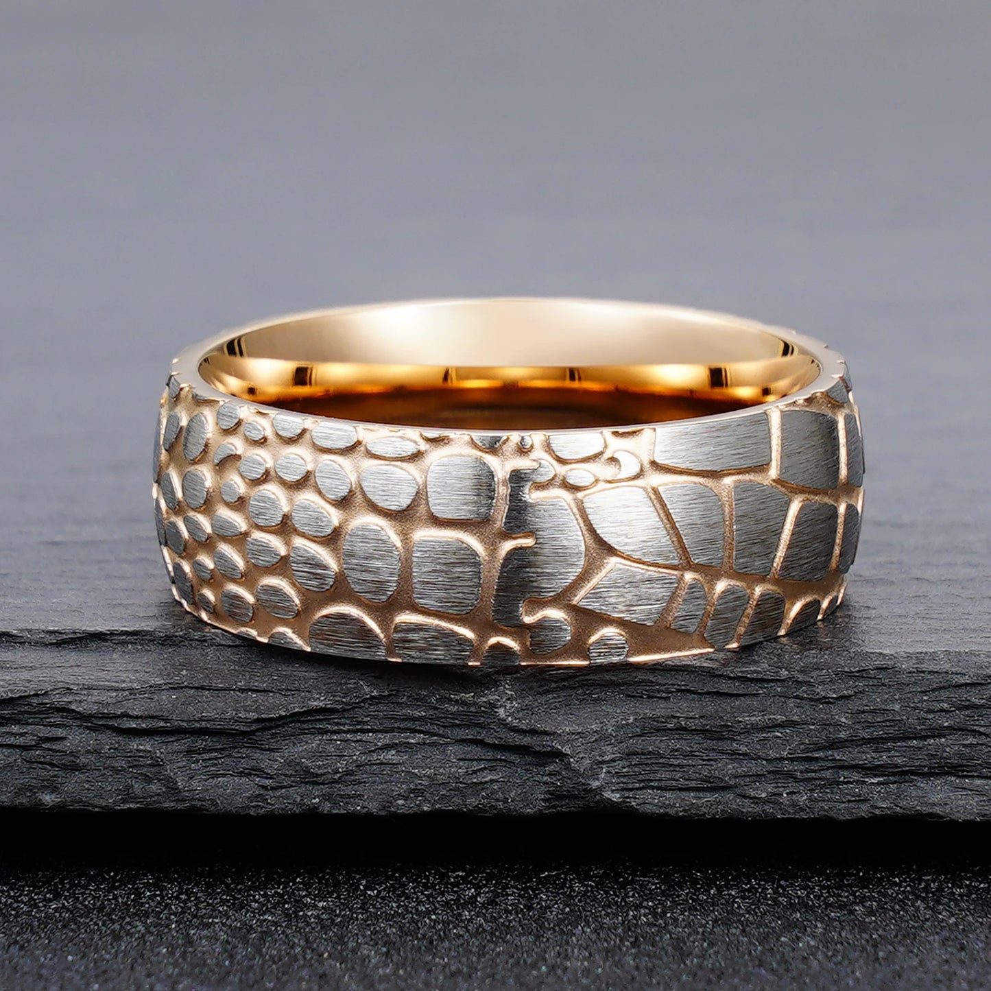 Superconductor Imprint Rose Gold Stainless Steel Ring 8MM Wide Band Comfort Fit