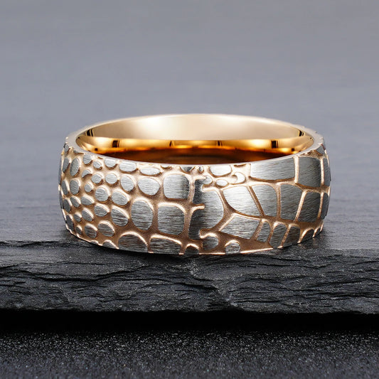 Superconductor Imprint Rose Gold Stainless Steel Ring 8MM Wide Band Comfort Fit