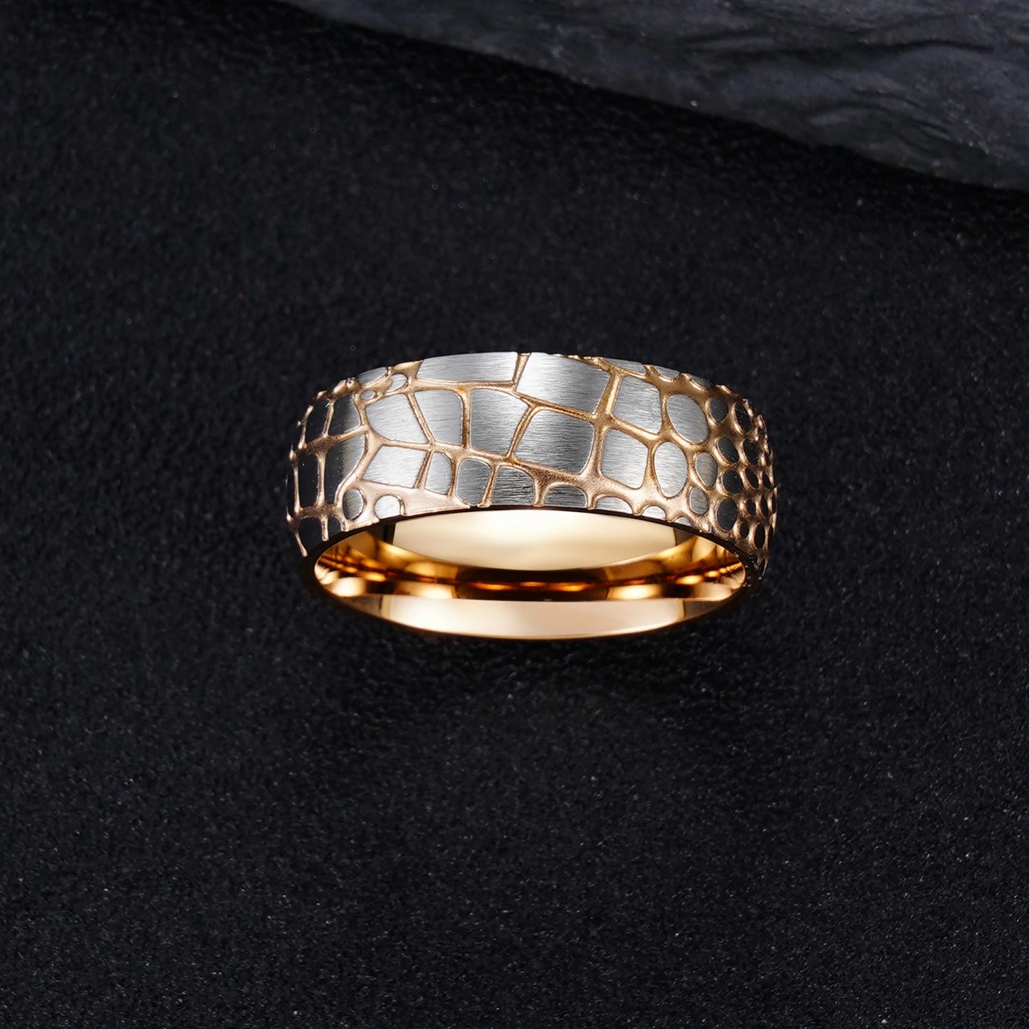 Superconductor Imprint Rose Gold Stainless Steel Ring 8MM Wide Band Comfort Fit