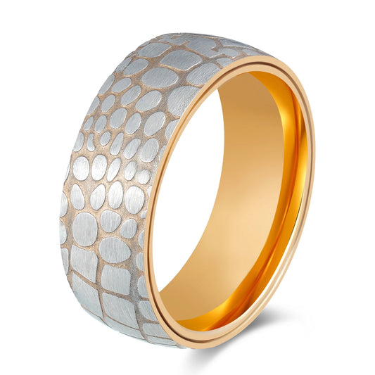 Superconductor Imprint Rose Gold Stainless Steel Ring 8MM Wide Band Comfort Fit