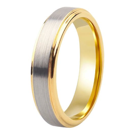 4mm Silver and Gold Tungsten Carbide Ring