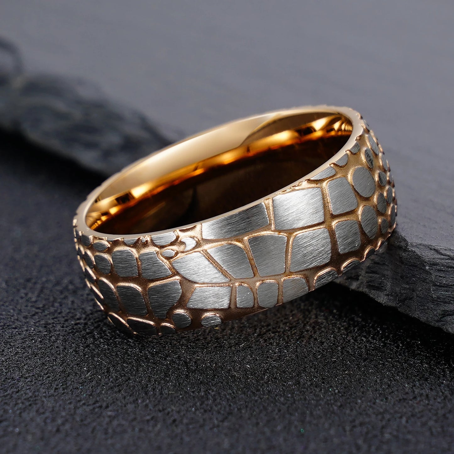 Superconductor Imprint Rose Gold Stainless Steel Ring 8MM Wide Band Comfort Fit