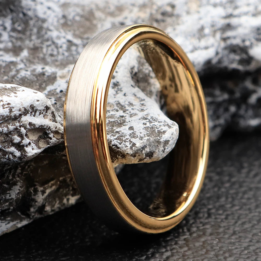 4mm Silver and Gold Tungsten Carbide Ring