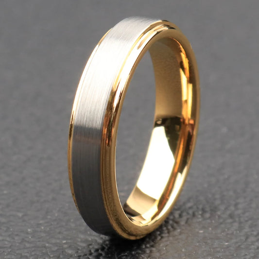 4mm Silver and Gold Tungsten Carbide Ring