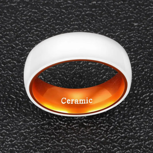 White Ceramic Band with Colorful Core